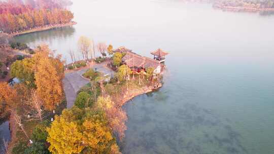 杭州湘湖秋天风景航拍