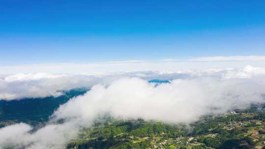 4k航拍恩施山川大地蓝天白云海延时