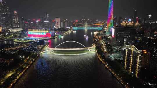 广州越秀区广州大桥海心桥航拍延时珠江车流视频素材模板下载