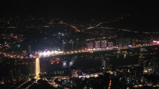 南安市溪美夜景航拍城市小镇夜晚