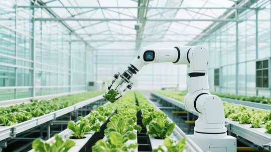 温室大棚内机械臂采摘蔬菜