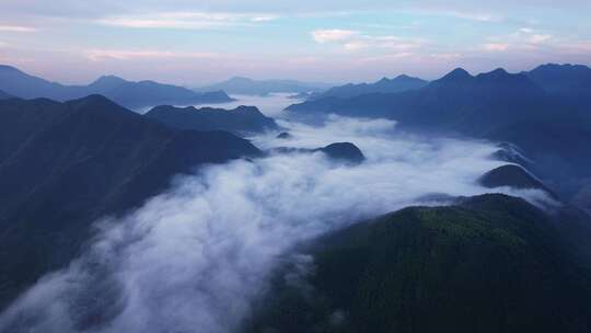 杭州富阳唯美山川云海航拍