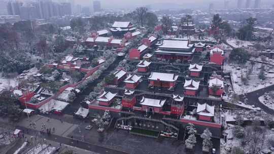 永州零陵东山景区千年古刹雪景