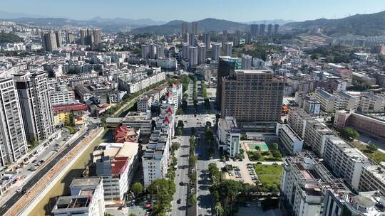 福建省泉州市德化县主城区航拍浐溪