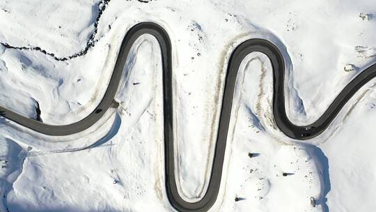 曲折公路 雪地  航拍俯拍视频素材模板下载