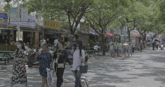 三亚海棠湾 后海 游客 街道 渔村 旅游