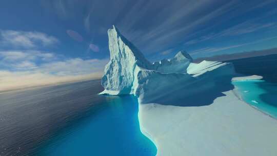 大海日出阳光照射大海冰川冰山FPV航拍