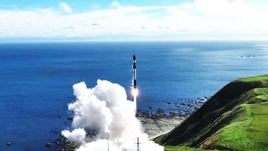 海边火箭发射实拍壮观史诗级片头与科技宣传