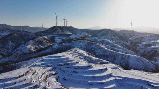 河南豫西丘陵山区雪后航拍