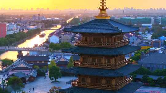 航拍上海宝山寺