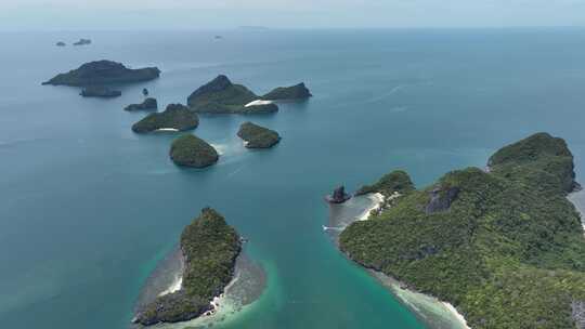 泰国安通国家海洋公园海岛翡翠湖航拍风光