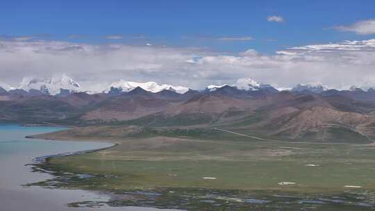 普莫雍错雪山湖泊航拍