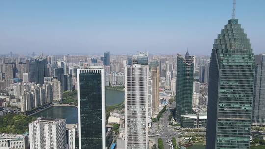 航拍武汉城市风光城市建筑