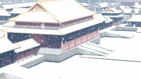 北京故宫博物院冬天下雪