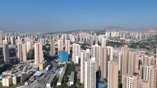 航拍甘肃兰州城市风光城市大景