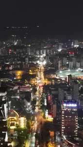 竖屏航拍福建莆田城市大景夜景灯光