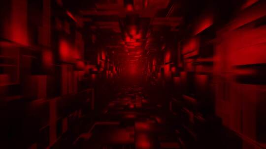 红色方形科幻隧道空间