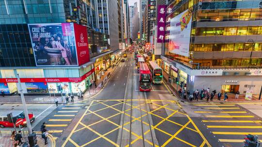 香港中环街道车流人流延时