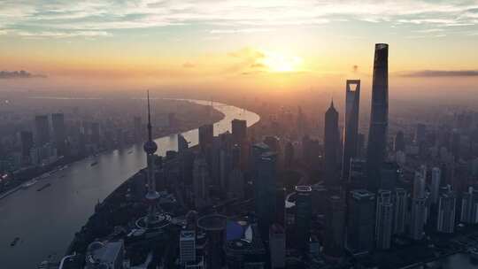 上海日出 上海朝霞 黄浦江 外滩 陆家嘴