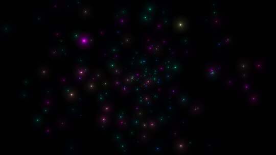 许多彩色粒子点在太空中移动。暗能量吸走了