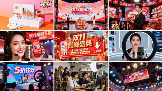双11直播带货狂欢现场 电商大促直播活动