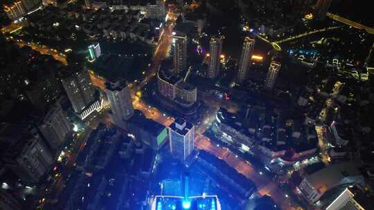 江苏无锡城市夜景灯光航拍