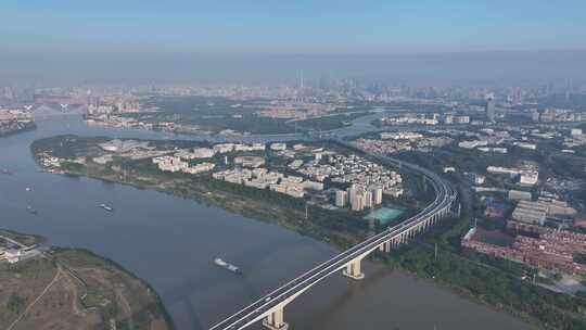 广州番禺区珠江水系航拍视频素材模板下载