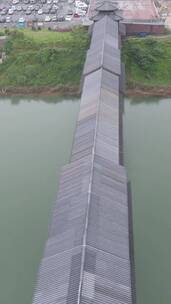 旅游景区衡阳东洲岛风雨桥竖屏航拍
