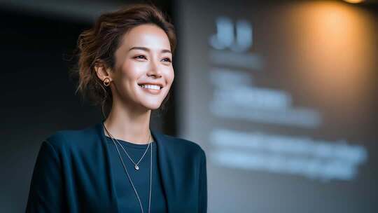 自信职场女性的微笑瞬间