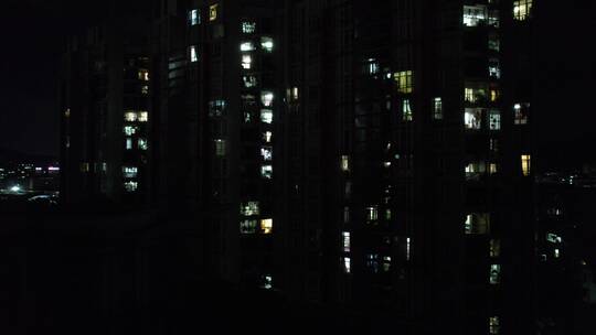 城市住宅夜景灯光小区视频素材模板下载