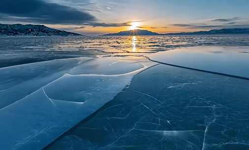 冰面日落自然风光