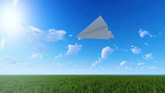 纸飞机飞过草地 纸飞机飞过天空