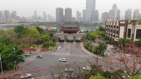 广东惠州朝京门历史文化古建筑航拍