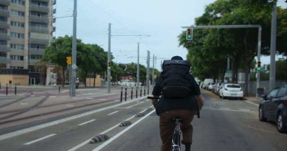 骑自行车，人，道路，巴塞罗那