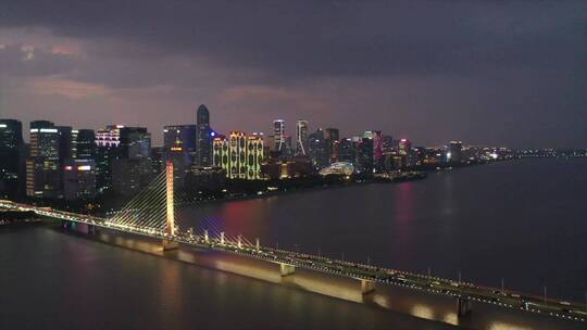 杭州城市阳台 大剧院 西兴大桥 洲际酒店视频素材模板下载