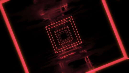 红霓虹灯立方体隧道视频素材模板下载