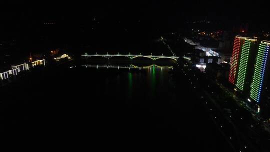 航拍湖南益阳城市夜景