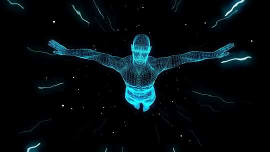 科技感网格人体光影特效