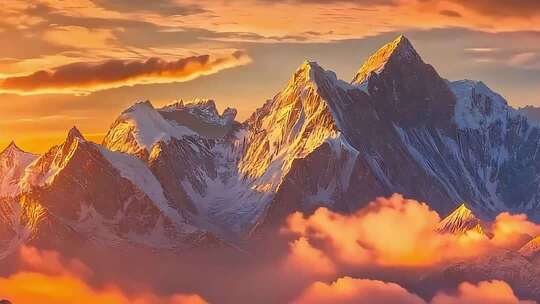 雪山日出自然风光