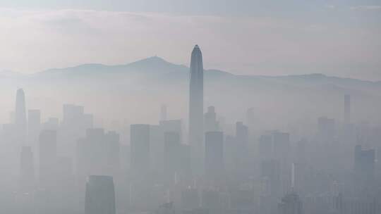 深圳福田CBD清晨日出航拍