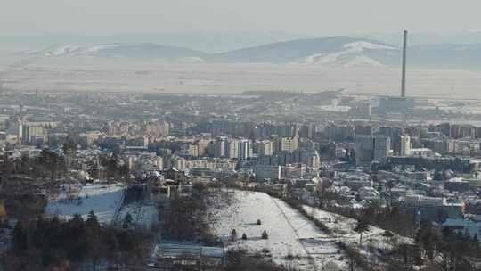 布拉索夫，雪，城市景观，建筑物