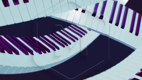 时尚简短钢琴键显示标志文本音乐频道AE模板