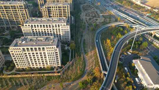 杭州市西湖区紫金港立交桥高架桥风景视频素