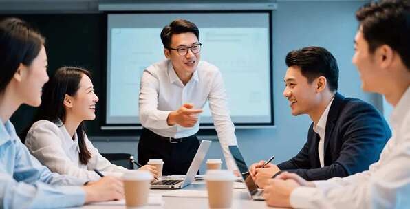 白领团队会议室开会场景