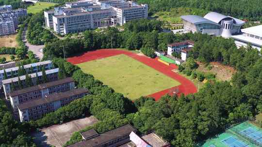 航拍江西井冈山大学南区老田径场