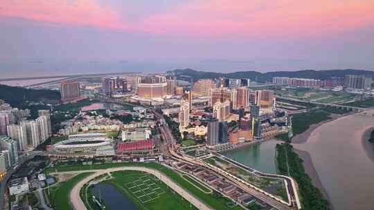 澳门半岛永利皇宫巴黎人伦敦人夜景高空航拍