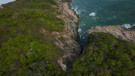 fpv穿越机航拍深圳东涌海蚀洞东冲海岸线