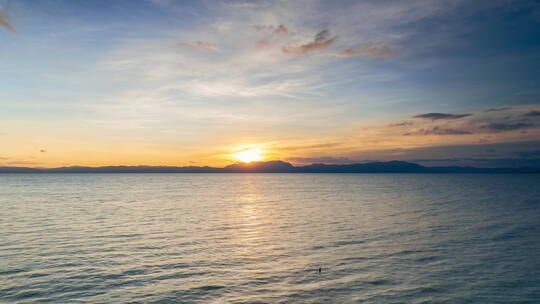 【延时】湖泊夕阳日落晚霞视频素材模板下载