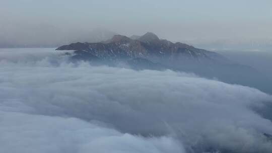 四川绵阳千佛山龙门山云海空镜