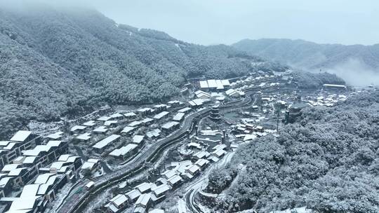 上饶铅山县葛仙村雪景航拍视频素材模板下载